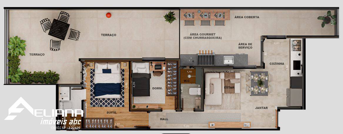 Apartamento à venda com 2 quartos, 102m² - Foto 2